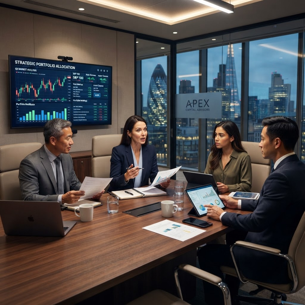Investment advisory meeting with portfolio strategies